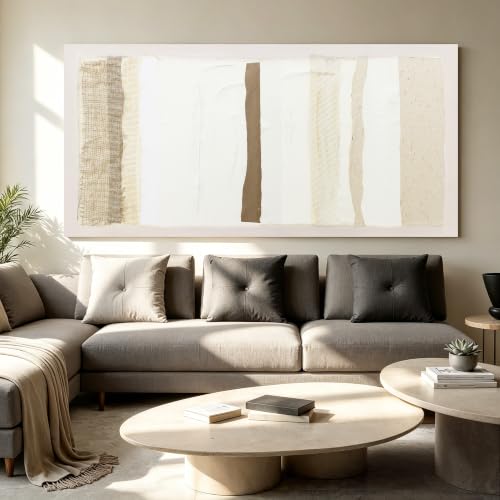 Neutral Wall Art Decor Modern Canvas Art Wall Decor Brown And White Artwork for Walls Oversized Wall Art Prints Large Wall Art for Living Room 29"X58" for Room Bedroom Office Decor