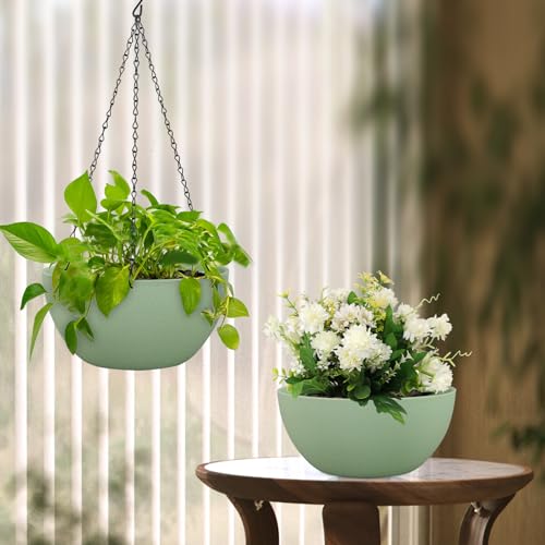 10 inch Hanging Planters Plant Pots for Indoor Outdoor Plants (2 Count)