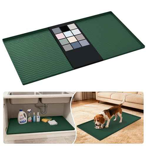 Waterproof Silicone Under Sink Mat 40'' x 22'' Shelf Liner for Kitchen and Bathroom