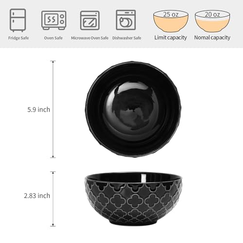 Sureasy 25oz Ceramic Cereal Bowls Set of 4 (8.24 Count)