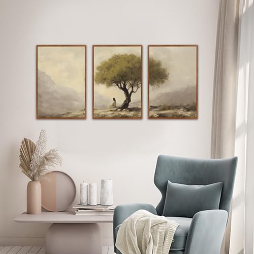 Jesus Sitting Under Olive Tree Canvas Wall Art