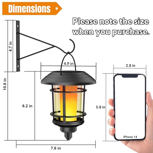 4 Pack Solar Flame Wall Lanterns Outdoor (4 Count)