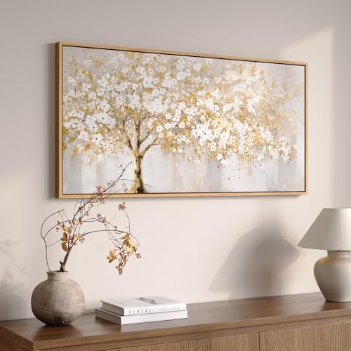 Large Framed Gold Tree Wall Art for Living Room