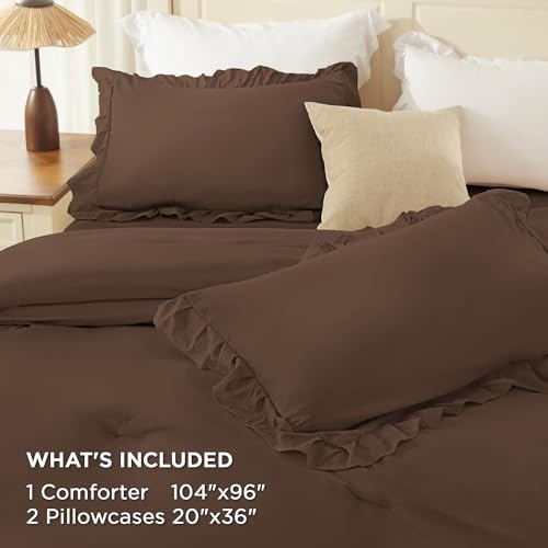 Brown Ruffle California King Comforter Set