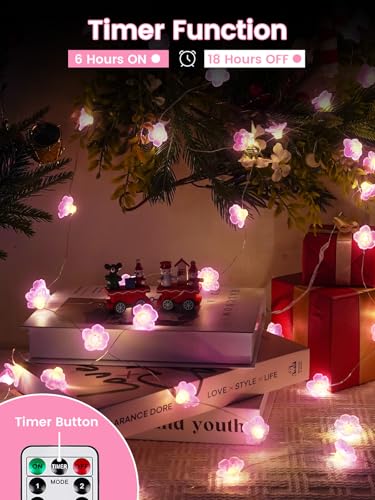 Cherry Blossom Flower String Lights Fairy Lights Battery Operated Remote