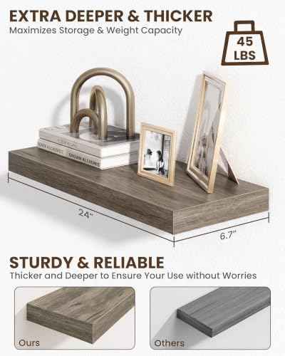 24" Floating Shelves for Wall (2 Count)