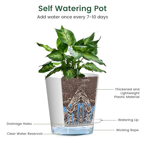 4 inch Self Watering Pots for Indoor Plants (5 Count)