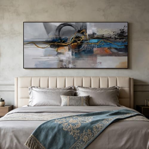 Abstract Wall Art for Men Large Framed Canvas Picture in Greys