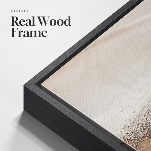 Extra Large Framed Beige Abstract Canvas Wall Art for Living Room