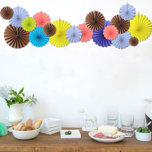 Brown Party Decorations 12in Hanging Paper Fans DIY Set (30 Count)