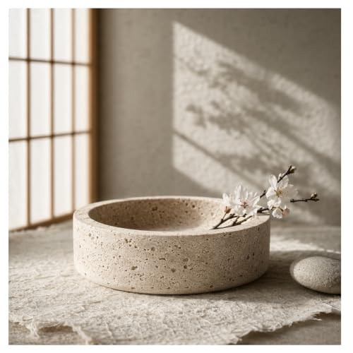 Natural Travertine Decorative Bowl 8"