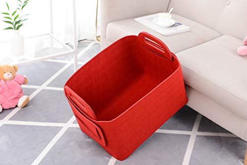 Storage Basket Felt Storage Bin Collapsible& Convenient Box Organizer with Carry Handles for Office Bedroom Closet Babies Nursery Toys Laundry