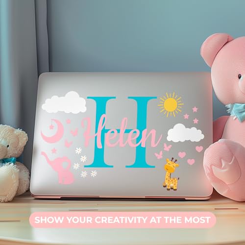 Personalized Name & Initial Vinyl Wall Decor I Nursery Wall Decal for Baby Boy & Girl Decoration I Wall Stickers for Bedroom Decor I Boys Bedroom Decor I Size Options
