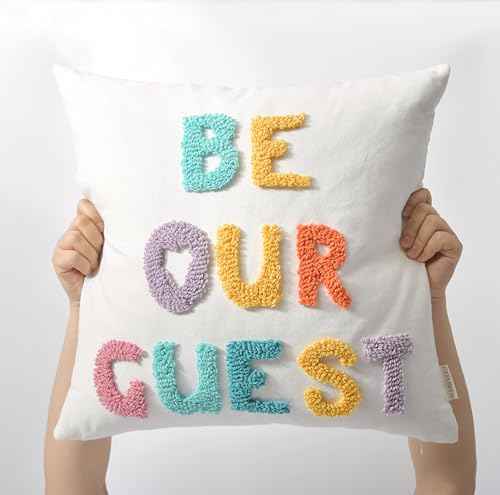 Boho Throw Pillow Covers 18*18 Spring Decorative Tufted Letters