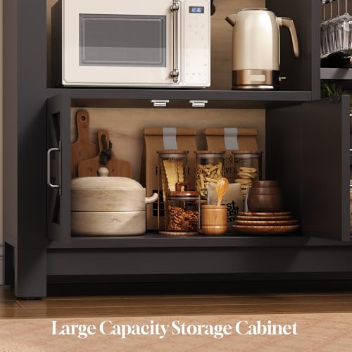 73" Tall Arched Bakers Rack with Power Outlet and LED Light