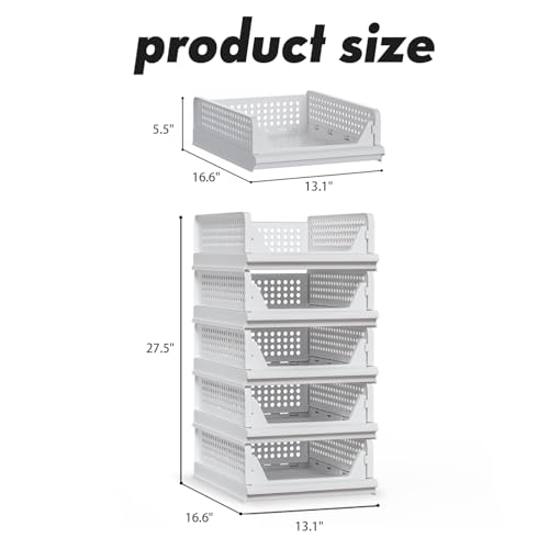 5 Pack Stackable Storage Bins (5 Count)