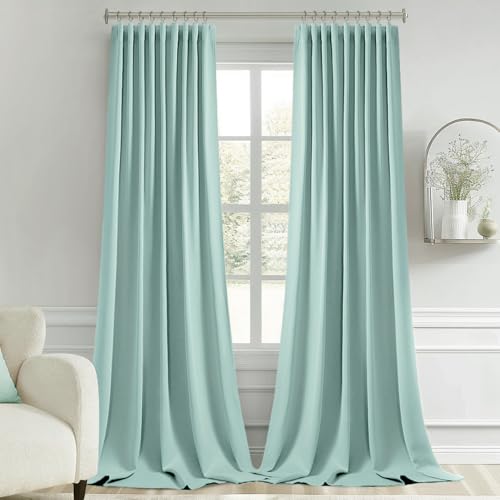 Aqua Back Tab Blackout Curtains 52x120 Inch Long 2 Panels Set (2 Count)