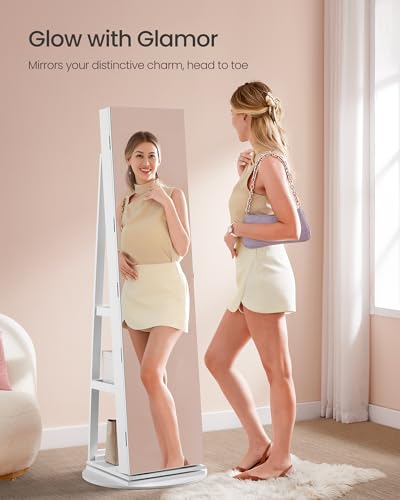 6 LEDs Mirror Jewelry Cabinet Organizer