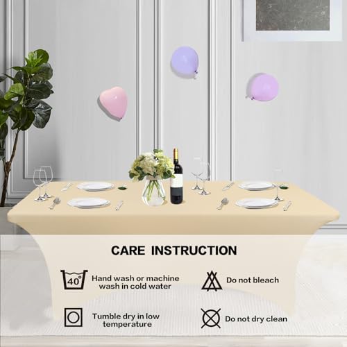 2 Pack 6FT Table Cloth for Rectangular Spandex Champagne Cover (2 Count)