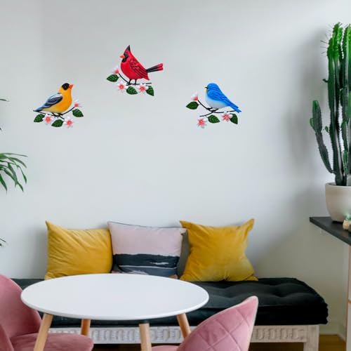 Metal Bird Wall Art Decor 3D Outdoor Sculpture Hanging Decor (3 Count)
