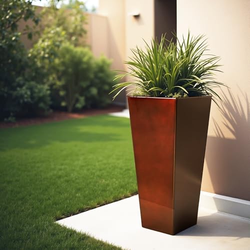 Garden 28" Large Metal Glazed Planter Set of 2 (2 Count)