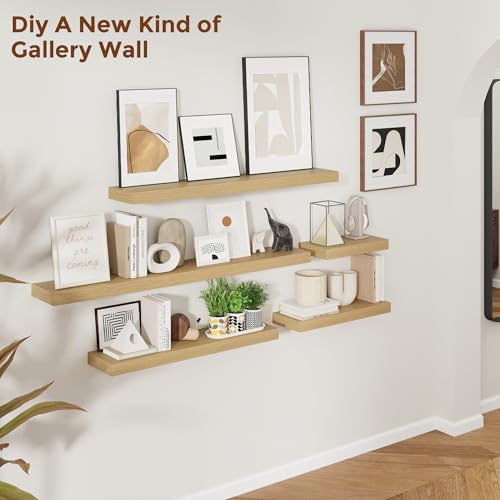 24 Inch Floating Shelves for Wall Oak Shelves Set of 2 (2 Count)