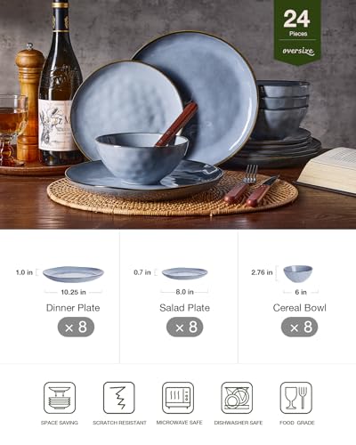 Ocean Round Stoneware Dinnerware Set for 8