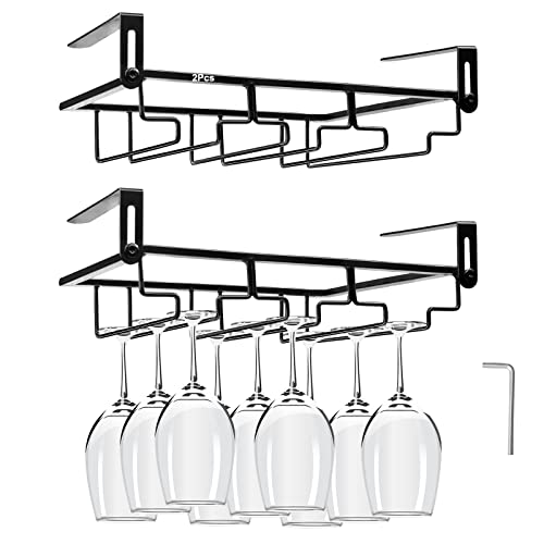 2Pcs Adjustable Wine Glass Rack Under Cabinet