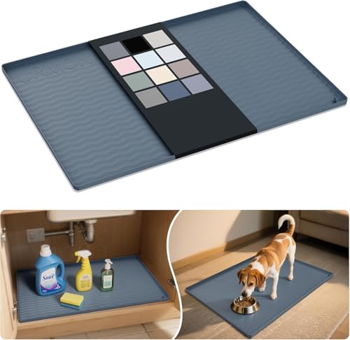 Waterproof Silicone Under Sink Mat 31'' x 19'' Shelf Liner for Kitchen and Bathroom