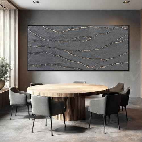 Contemporary Hand Painted Wall Art Line Wall Decor Abstract Canvas Painting 32"x70" Large Canvas Artwork for Living Room Kitchen Bedroom