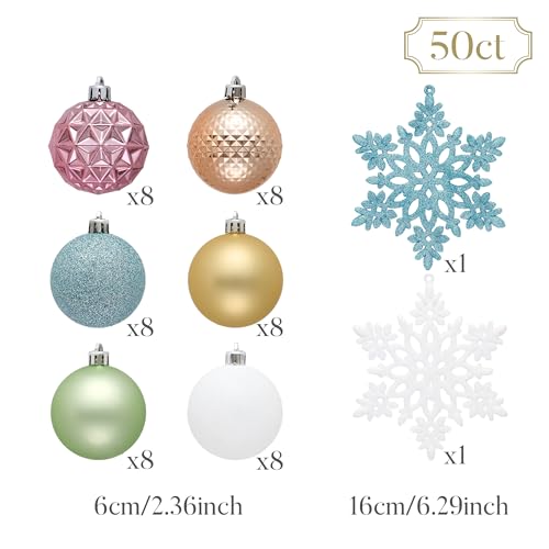 50ct Christmas Tree Decorations Ball Ornaments 2.36 Inches (50 Count)
