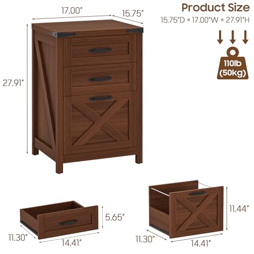 Vertical File Cabinet with 3 Drawers for Home Office