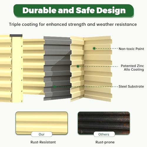 8x4x2ft Outdoor Metal Raised Garden Bed (2 Count)