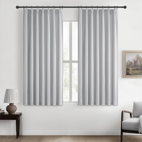 Light Grey Black Out 54 Inches Long Boho Small Curtains 2 Panels Set (2 Count)