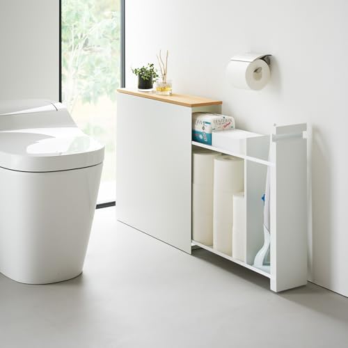 Home Pull Out Bathroom Storage Cabinet with Wood Top