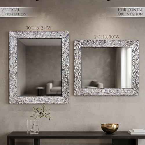 Handmade Blue & Silver Mosaic Wall Mirror