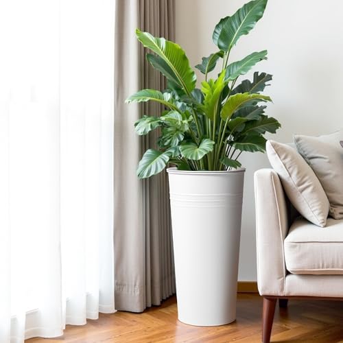28'' Tall Galvanized Steel Planter Pot
