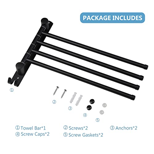 Black Towel Rack JSVER Swivel Towel Rack Wall Mounted