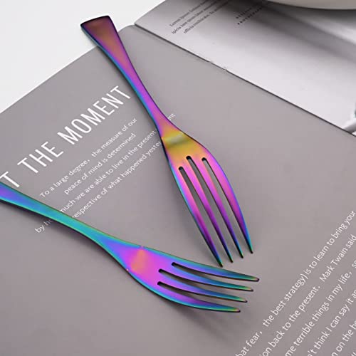 Luxury 18 10 Stainless Steel Matte Rainbow Colorful Flatware Set