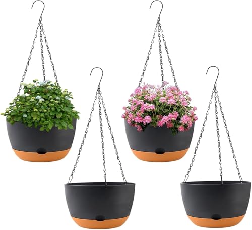 4 Pack Plastic Hanging pots for Plants Indoor (4 Count)