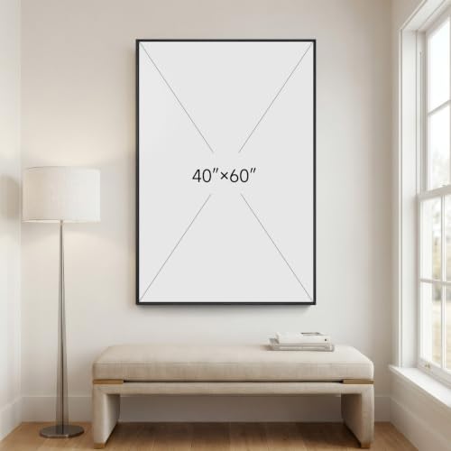 Extra Large Framed Black and White Neutral Abstract Wall Art Vertical 40x60