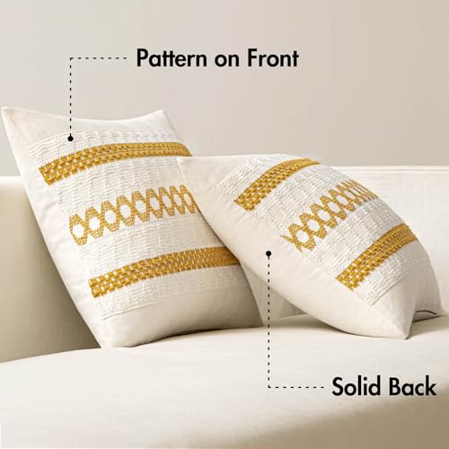 Set of 2 Mustard Yellow Boho Decorative Pillow Covers 16x16 Inch (2 Count)