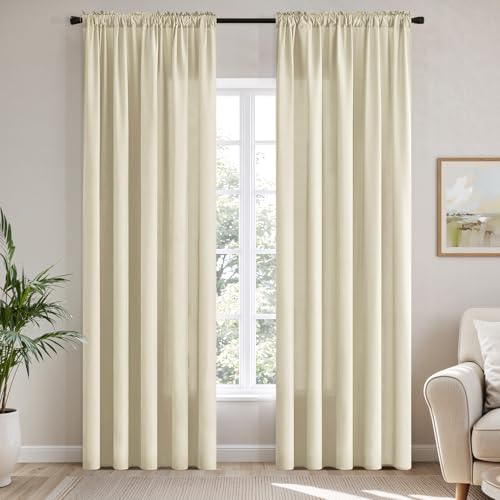 Cream Beige Privacy Sheer Curtains 2 Panels 42W x 72L (2 Count)