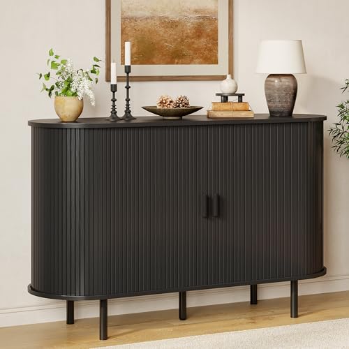 48" Fluted Buffet Sideboard Cabinet with Sliding Door