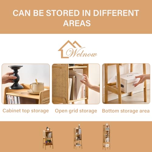 Bamboo Rattan Bookcase with Cabinet