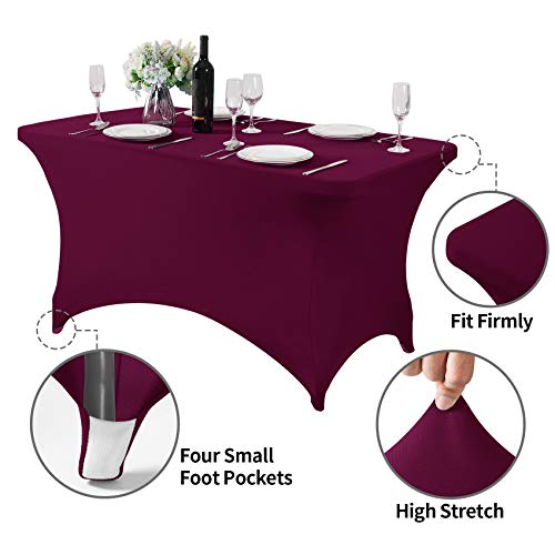 2Pack Spandex Table Cover for 4FT or 6ft or 9ft Table Universal Fitted Stretch Tablecloth for Party (2 Count)