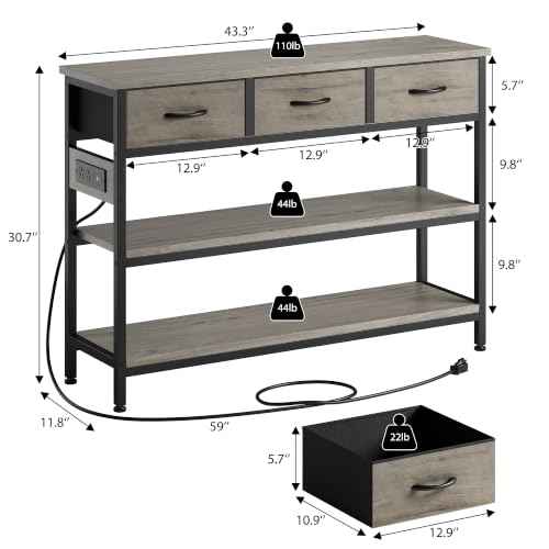 Entryway Table with Outlets
