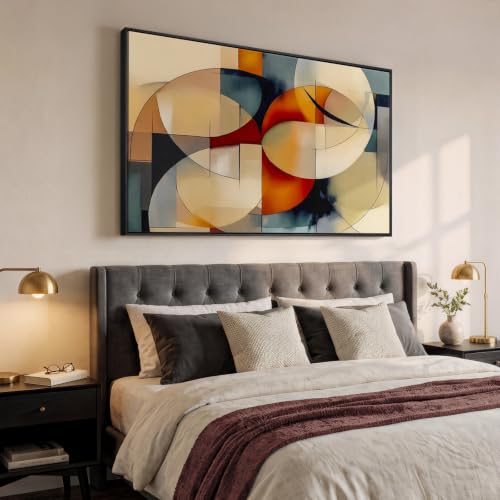 Extra Large Framed Geometric Abstract Wall Art for Living Room