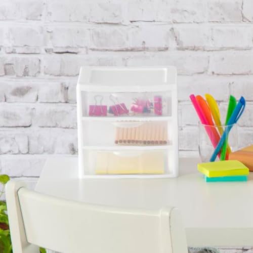 Clearview Plastic Multipurpose Small 3 Drawer Desktop Storage Organization Unit for Home (6 Count)