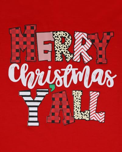 Womens Christmas Vacation Long Sleeve Shirts V Neck Ladies Tee Shirts with Funny Sayings Red XXL